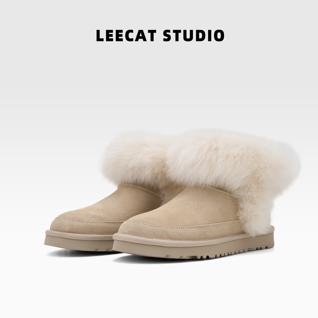 LEECAT STUDIO平底加绒雪地靴2025秋冬新款百搭时尚保暖毛毛鞋主图