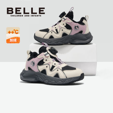 百丽童鞋儿童运动鞋加绒二棉鞋冬季加厚保暖女童运动鞋休闲跑步鞋