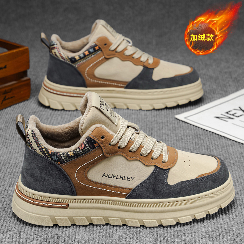 C&K高帮男鞋2025新款冬季加绒保暖二棉鞋男士中帮板鞋厚底运动鞋主图