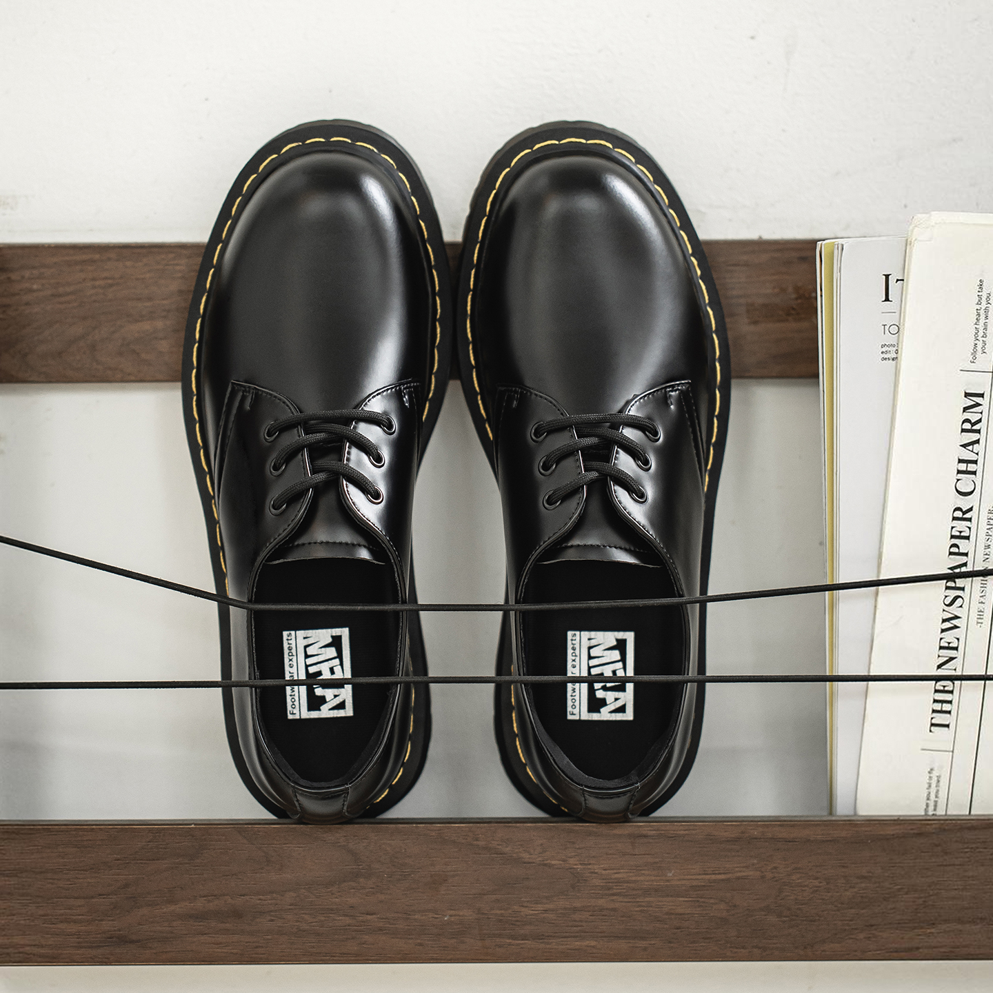 MRA增高版低帮马丁靴男款真皮工装鞋大头牛筋厚底休闲鞋黑色皮鞋主图