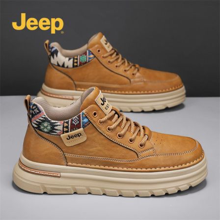jeep吉普高帮男鞋2025新款冬季加绒潮休闲鞋男士棉鞋中帮运动板鞋