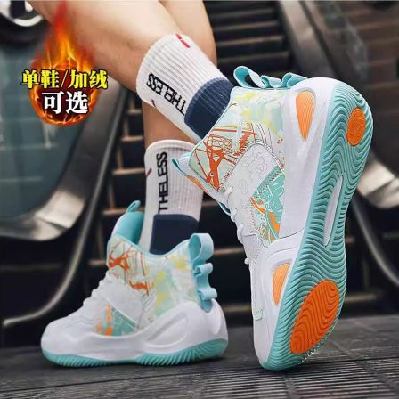 李宇新男鞋2025新款冬季高帮运动跑步鞋子青少年初中学生加绒棉鞋