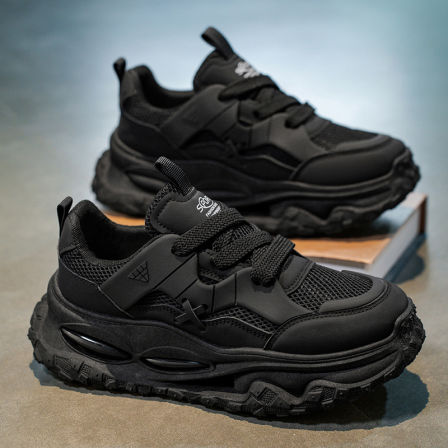 李宇新黑武士男鞋2025新款冬季运动休闲鞋青少年厚底内增高老爹鞋