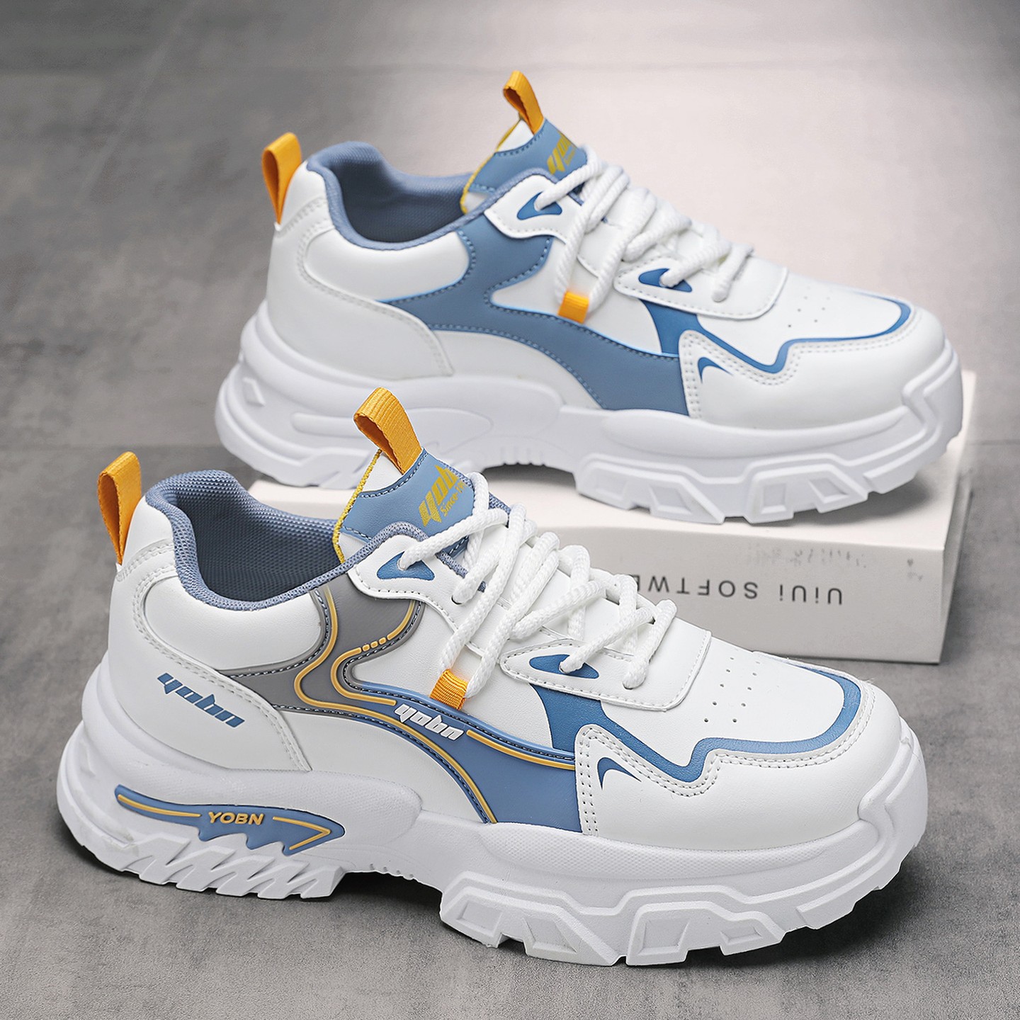 C&K男鞋冬季潮流百搭运动休闲厚底老爹鞋青少年工作防滑防水皮鞋主图