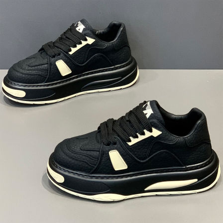 欧式男鞋秋冬款2025新款保暖加绒鞋软底增高鞋真皮老爹鞋休闲板鞋