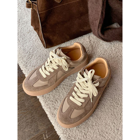 cheeseandkisses 牛皮版~巨百搭复古德训鞋 拼接厚底增高休闲鞋