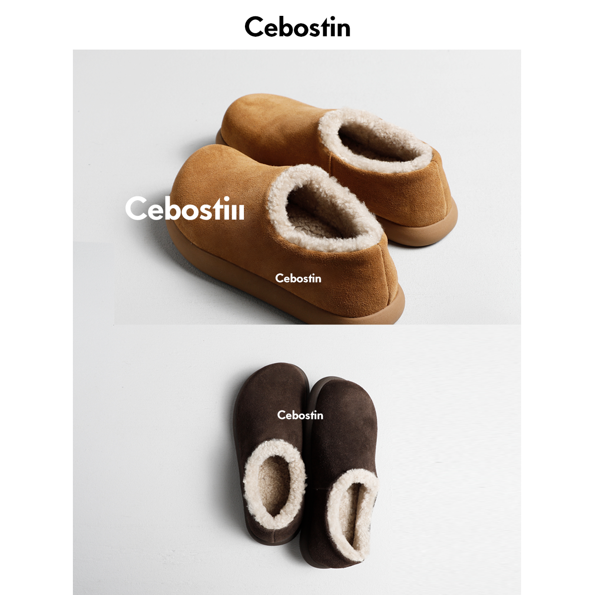 【腹肌商店】勃肯鞋 羊毛加绒加厚保暖毛毛鞋女棉鞋2025冬季新款主图