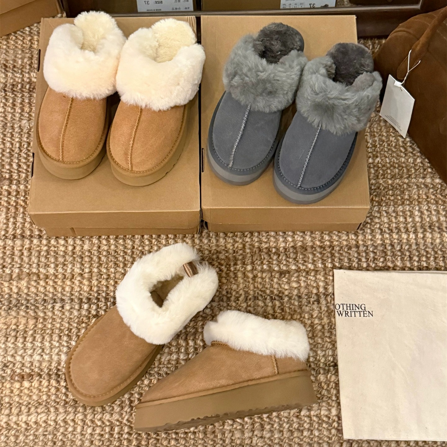 厚底一脚蹬半托真皮雪地靴女靴子2025秋冬季短靴加绒加厚毛毛棉靴主图