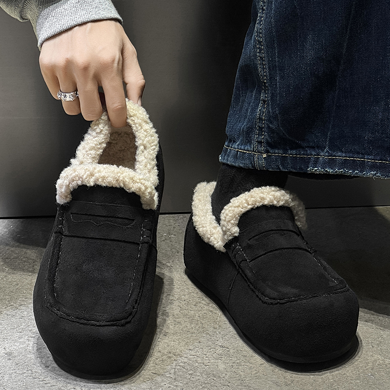 2025冬季一脚蹬加绒保暖低帮小土豆雪地靴男士休闲穆勒黑色勃肯鞋主图