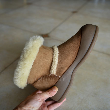 何其丑 羊皮毛保暖加绒短靴女防滑厚底东北雪地靴女靴子冬季女鞋