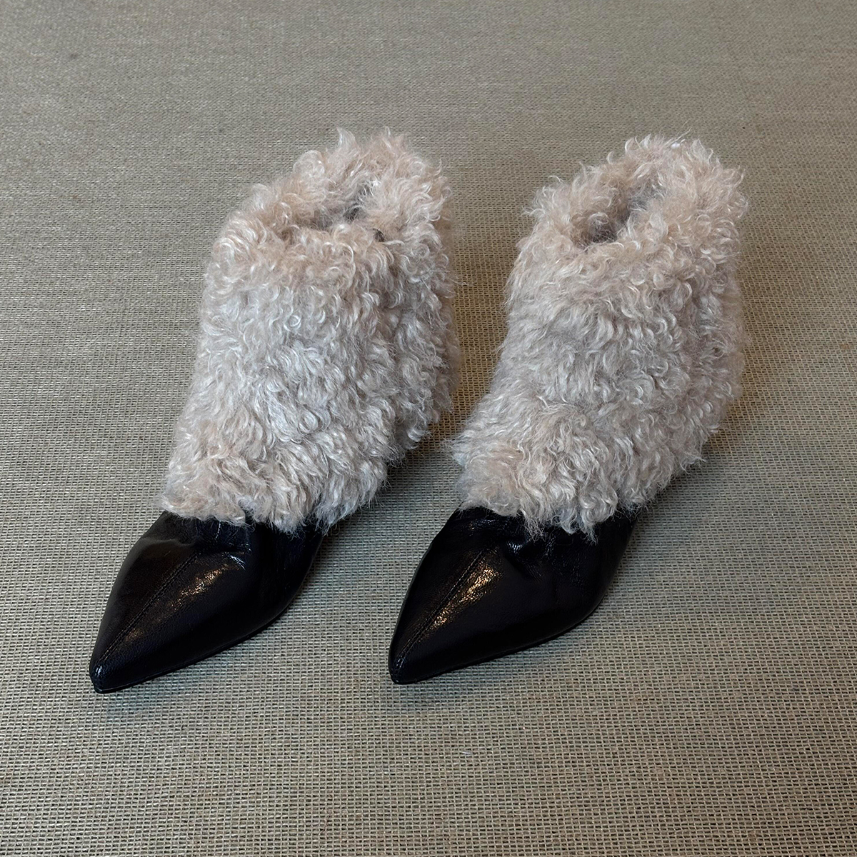 牛皮版~法式毛毛靴女侧拉链尖头高级感内增高气质皮毛一体雪地靴主图