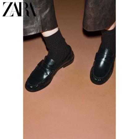 ZARA2025冬季新品 女鞋 褶皱细节平底船鞋圆头乐福鞋 1510710 800