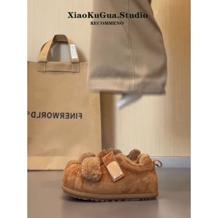 贝壳头加绒棉鞋女款2025新款冬季魔术贴大头板鞋内增高防滑毛毛鞋