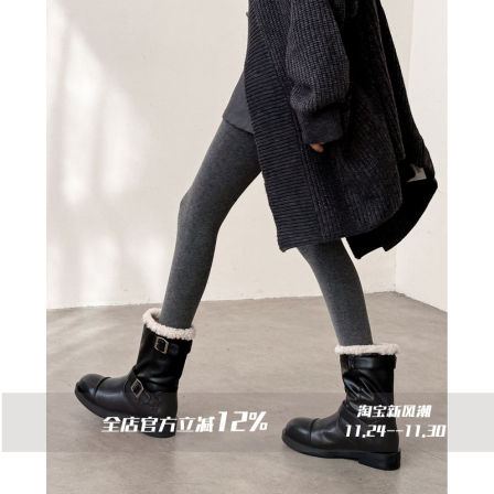 FairyWink 酷飒出镜～！粗跟可翻折雪地靴女冬圆头马丁靴机车短靴