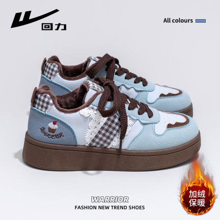 回力加绒板鞋女2025冬季新款百搭厚底小白鞋小众休闲保暖加厚棉鞋