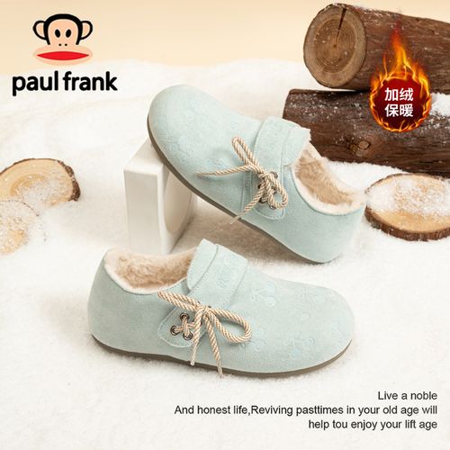 大嘴猴蓝色勃肯鞋加绒爆款2025冬季保暖居家软底轻便保暖平底棉鞋主图