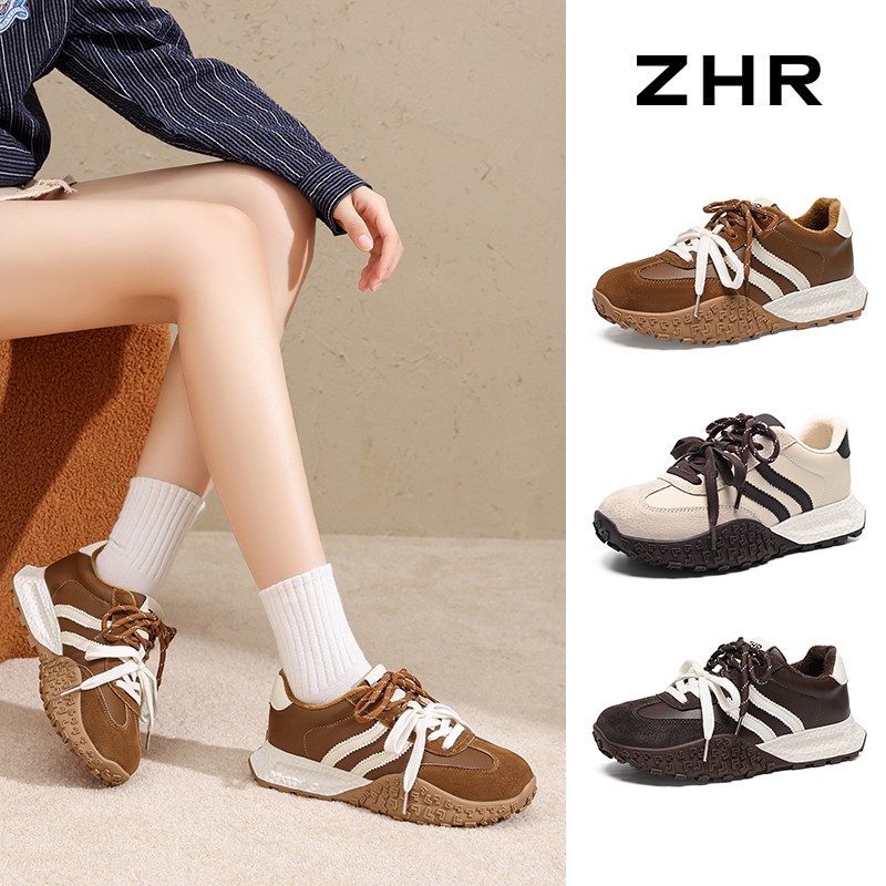 【则则/ZHR】猪皮革 跟高3.5CM 加绒阿甘休闲鞋KD106A 三色可选主图