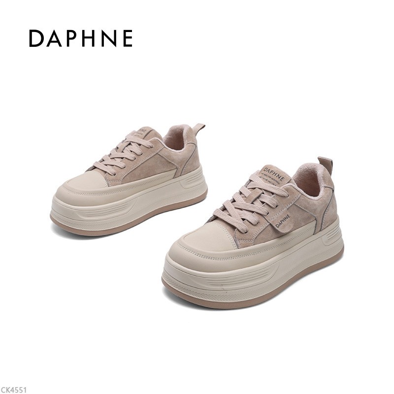 Daphne/达芙妮休闲鞋女2025冬季新款百搭加绒厚底增高保暖板鞋主图