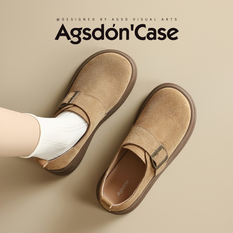 【奥古狮登】勃肯鞋女厚底3.5cm加绒乐福鞋P144142+Y144142AA主图