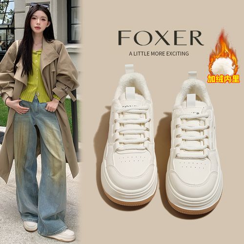 【FOXER】小白鞋女2025秋季新款百搭轻薄透气运动休闲鞋厚底板鞋女主图