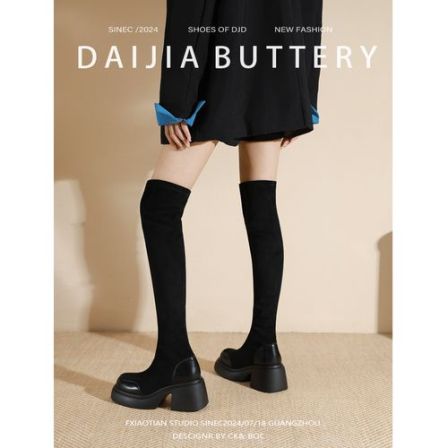 【掉筒包退】过膝靴瘦瘦靴显瘦女高跟靴厚底长靴弹力靴百搭女长筒靴