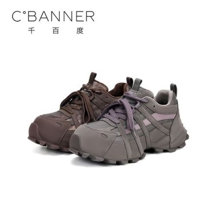 C.BANNER/千百度时尚休闲鞋女2025新款百搭潮流加绒舒适老爹鞋