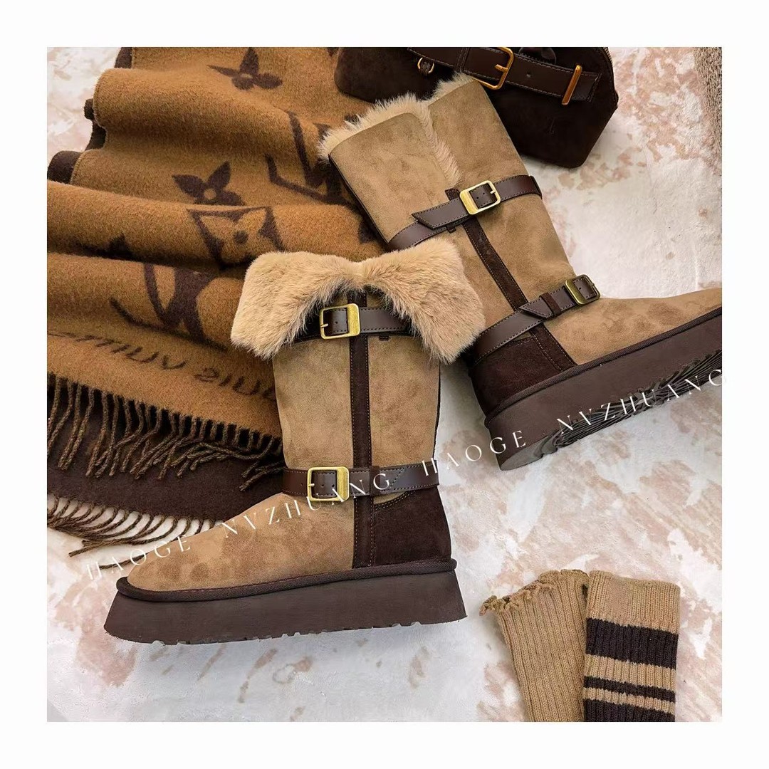 保暖中帮冬季法式韩版时尚雪地靴中筒时尚厚底雪地靴主图