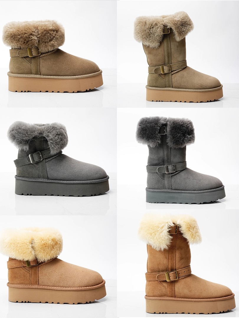 复古厚底增高加绒加厚羊皮毛一体两穿雪地靴女中高筒保暖棉鞋冬主图