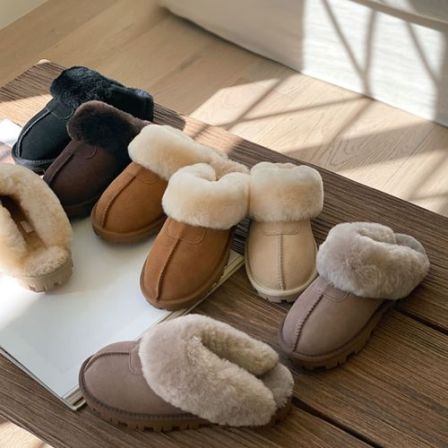 秋冬季韩版皮毛一体羊毛牛皮女款拖鞋毛毛拖鞋防滑保暖雪地靴拖鞋