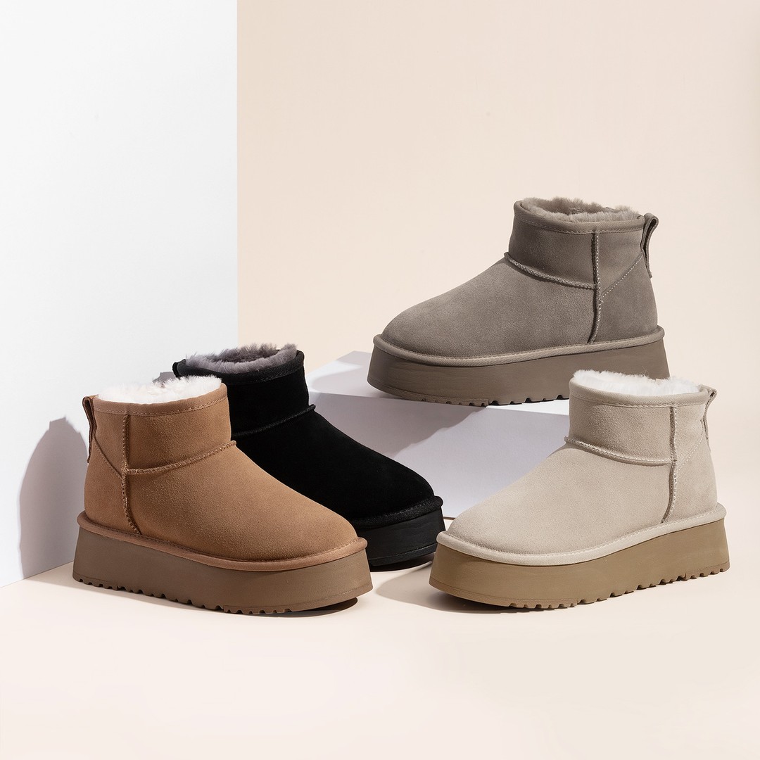 8厘米【Mini内增高】厚底羊皮一体桑坡2025新款雪地靴女款爆款冬季主图