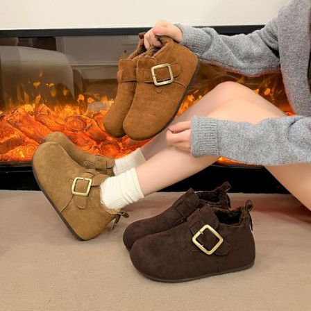 勃肯鞋女2025秋冬季新款复古软底5CM小个子内增高雪地靴休闲百搭