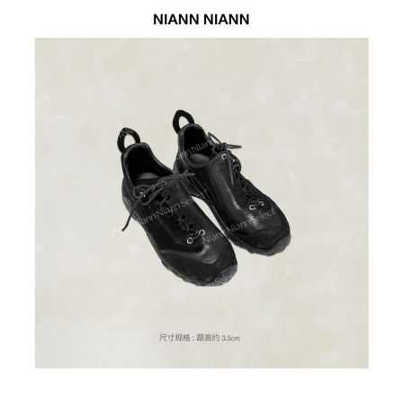  NiannNiann 新品高丝光牛反绒牛皮内里羊皮绑带机能玛丽珍16479