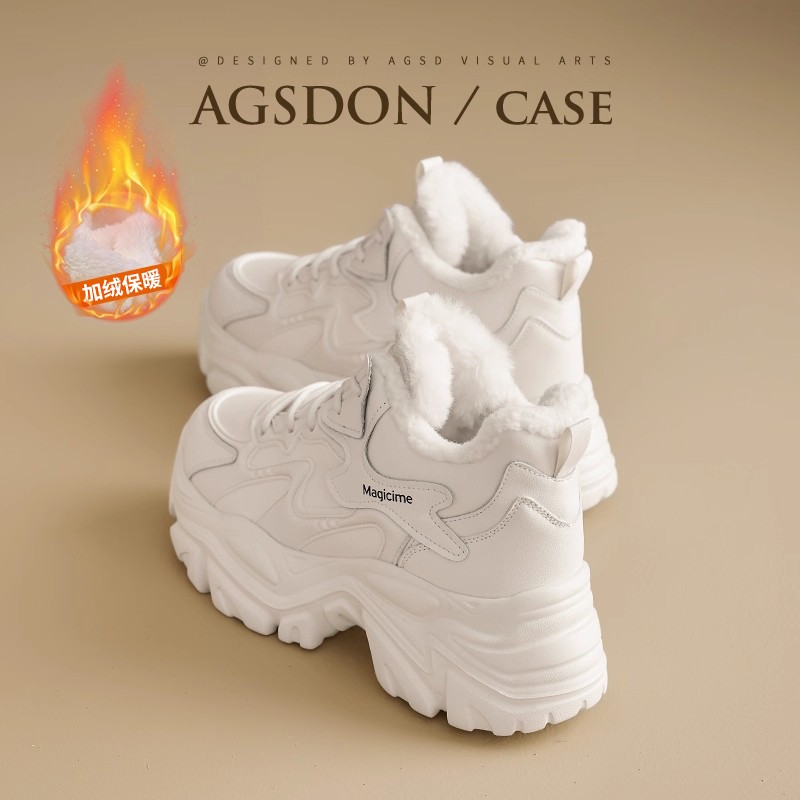 【奥古狮登】加绒老爹鞋女高帮5.5cm增高皮面防风K243059+N243059AA主图