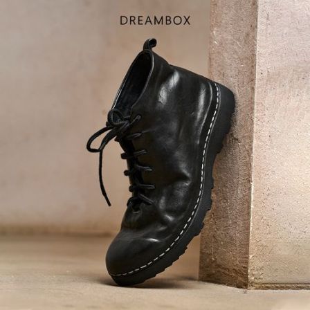 dreambox钧博水洗马皮男士马丁靴极简复古高帮男鞋2025新款短靴