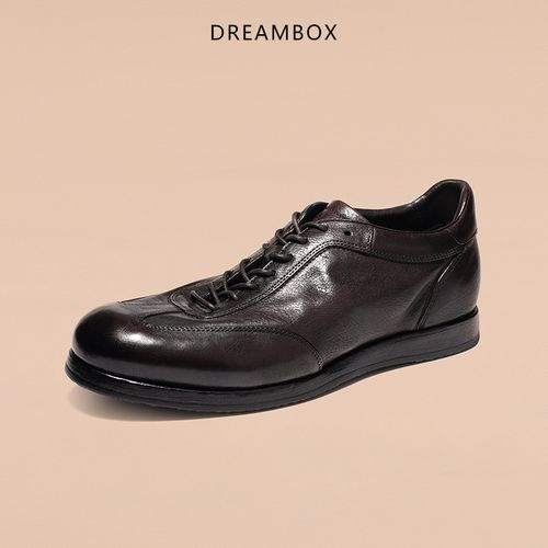 dreambox钧博轻便透气马皮德训鞋纯手工英伦复古百搭男士阿甘鞋主图