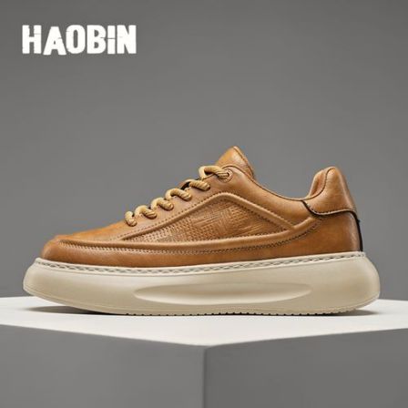 浩宾轻便男鞋25新款秋冬休闲系带舒适增高板鞋防滑耐磨男士小白鞋
