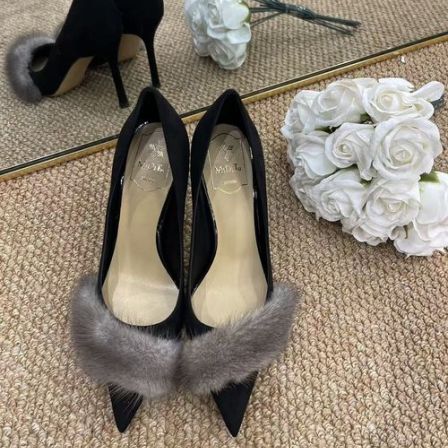 MIDITU/米蒂图 羊皮高跟鞋尖头2025年新款单鞋细跟浅口高跟鞋