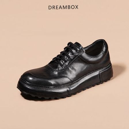 dreambox钧博vibram潮流男士厚底板鞋手工水洗马皮透气时尚休闲鞋