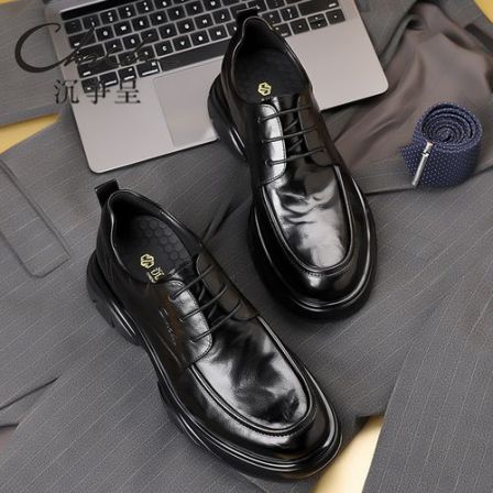 沉争呈【总裁系列】冬季上新头层牛皮商务百搭休闲男士皮鞋