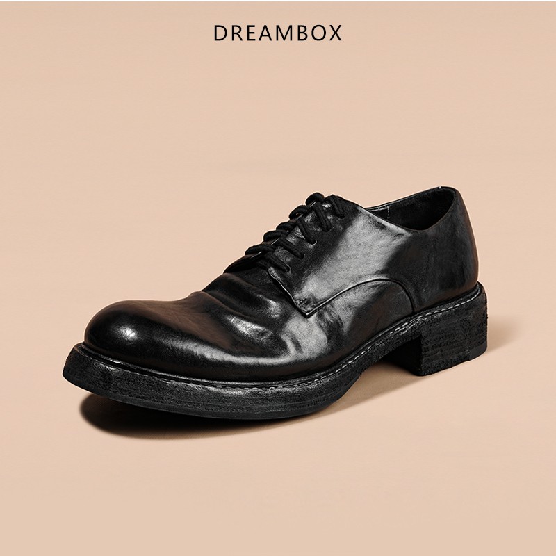 dreambox钧博男鞋高档马皮休闲皮鞋水洗做旧复古手工固特异德比鞋主图