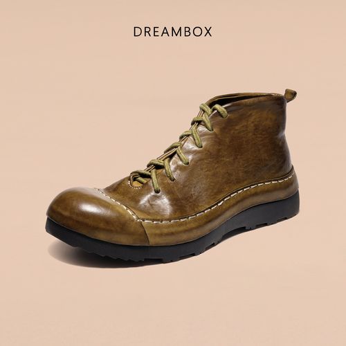 dreambox钧博高帮男士复古工装鞋水洗马皮舒适百搭手工户外休闲鞋主图