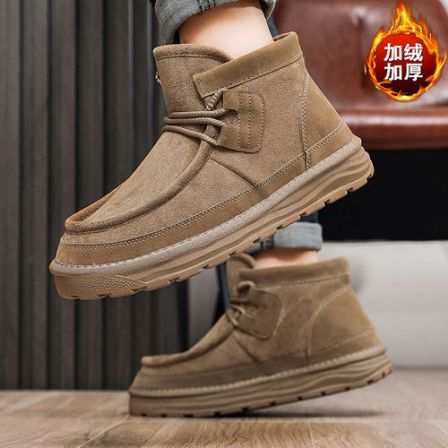 艾捷力时尚雪地靴男士冬季加绒高帮雪地靴防滑加厚休闲百搭潮新款