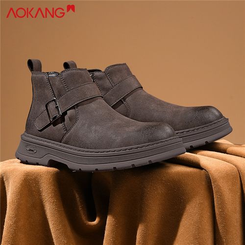 奥康2025秋冬休闲增高男鞋保暖厚底增高防时尚防水加绒百搭马丁靴主图