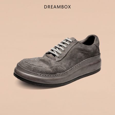 钧博潮流男士休闲鞋马反绒重水洗复古做旧厚底增高老爹鞋