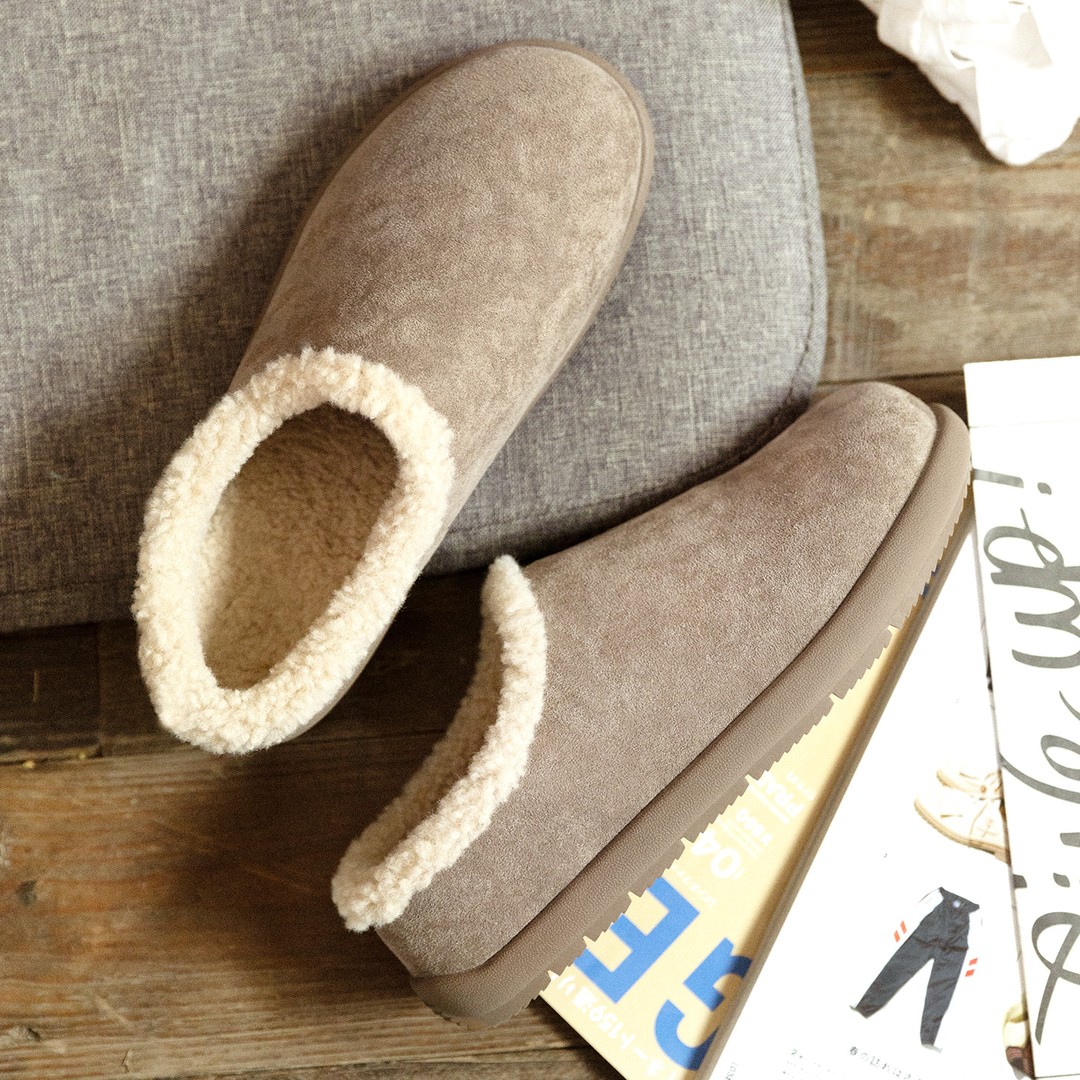 MRA毛毛拖鞋男外穿厚底包跟居家棉拖包头加绒防滑保暖勃肯棉鞋冬主图