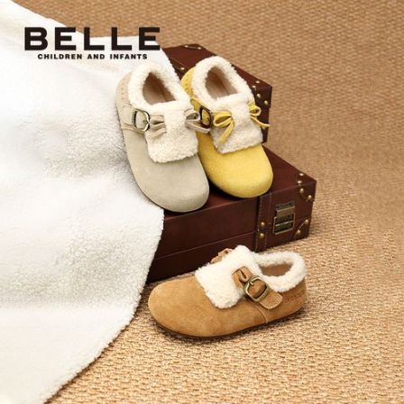 【-5-10℃】百丽儿童勃肯冬季保暖时尚流光风百搭加厚平底毛毛鞋