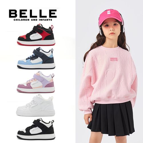 【加绒】百丽秋冬新款过年运动鞋男女儿童鞋韩系小白鞋 L5D438 QC主图