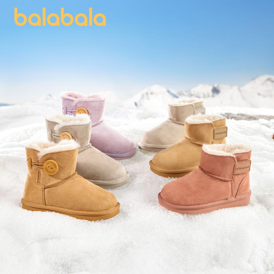 【巴拉巴拉】童鞋雪地靴男女儿童短靴新冬靴子加厚加绒舒适棉靴防滑主图