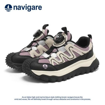 Navigare/纳维凯尔童鞋运动鞋2025冬季新款男女童登山旋钮网面鞋