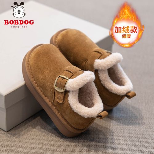 巴布豆女童加绒勃肯鞋2025冬季新款宝宝棉鞋加绒二棉鞋男童雪地靴主图